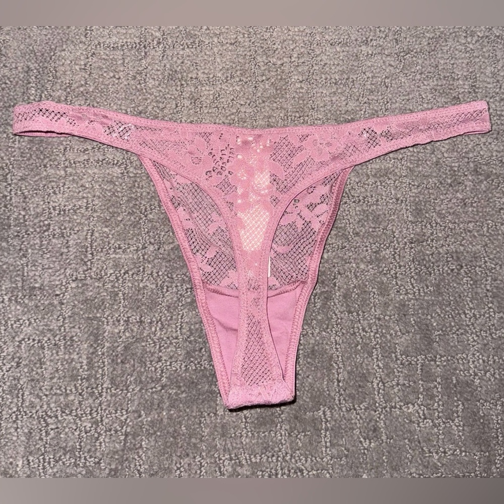 Victoria’s Secret Dusk Mauve Dream Angels Twinkle Butterfly Lace Thong Panty - S - Picture 4 of 5